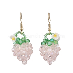 Pendientes colgantes con semillas de vidrio y cuentas de vidrio de fresa&nbsp;EJEW-MZ00689-01