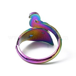 Pfau offener Manschettenring aus Zinklegierung in Regenbogenfarbe&nbsp;RJEW-WH0003-05A