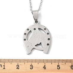 201 collane con ciondolo a forma di cavallo in acciaio inossidabile&nbsp;NJEW-H065-23P