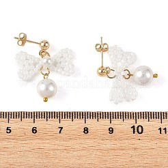Boucles d'oreilles pendantes en perles de verre et perles de nacre&nbsp;EJEW-MZ00766-02