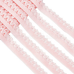 Gorgecraft-Polyester-Elastikkordeln mit Einzelkantenbesatz, Wohnung, mit Kartonkarte, rosa, 13 mm