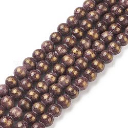 Chapelets de perles en jade Mashan naturel, teinte, ronde, brun, 8mm, Trou: 1mm, Environ 48 pcs/chapelet, 16 pouce