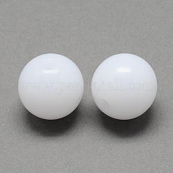 Perles en acrylique de gelée d'imitation, ronde, blanc, 20mm, Trou: 3mm