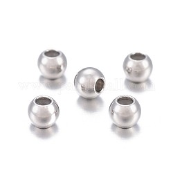 201 perline in acciaio inossidabile, con gomma all'interno, perle scorrevoli, branelli del tappo, rondelle, colore acciaio inossidabile, 4x3mm, Foro: 1.2 mm
