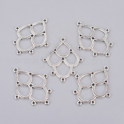 Alloy Links, Cadmium Free & Lead Free, Chandelier Components, Rhombus, Antique Silver, 45x35x1.5mm