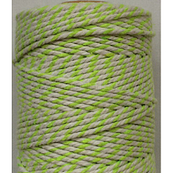 Macrame Cotton Cord, Twisted Cotton Rope, Dyed, for Crafts, Gift Wrapping, Lawn Green, 2mm, about 10.93 yards(10m)/roll