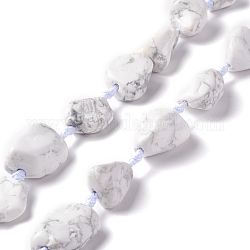 Chapelets de perles en howlite naturelle, pépites, 16~36.8x13~28.5x8~21mm, Trou: 2~3.8mm, Environ 13 pcs/chapelet, 16.26~17.52'' (41.3~44.5 cm)
