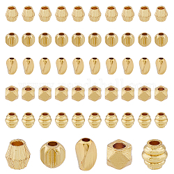 Dicosmétique 100 pièce 5 styles de perles dorées en nid d'abeille, perles bicônes en métal, petites rondelles, perles géométriques polygones, perles en tube torsadé, perles d'espacement en laiton pour la fabrication de bracelets et de bijoux