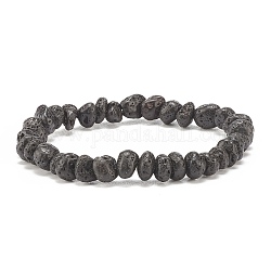 Bracelet extensible en perles de pierre de lave naturelle, bijoux de pierres précieuses d'huile essentielle pour les femmes, diamètre intérieur: 2 pouce (5 cm)
