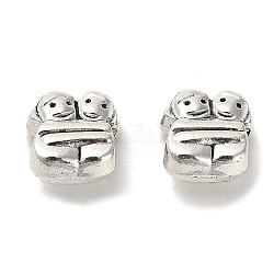Tibetan Style Alloy European Beads, Lead Free & Cadmium Free, Antique Silver, Large Hole Beads, Human, 12x11.5x7.5mm, Hole: 4.5mm