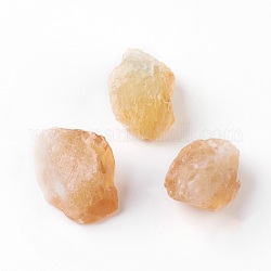 Perles de citrine naturelles, demi-percés perles, pépites, 27~36x19~31x17~22mm, demi-trou: 1 mm