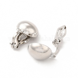 Boucles d'oreilles à clip en alliage, avec boucles horizontales, plat rond, platine, 17x12x10mm, Trou: 1.5mm