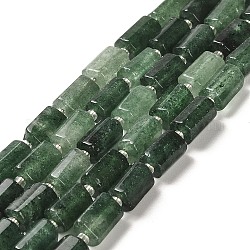 Verde naturale quarzo fragola fili di perline, con perline semi, sfaccettato, colonna, 8.5~11x5.5~6.5mm, Foro: 1 mm, circa 14~15pcs/filo, 7.48'' (19 cm)