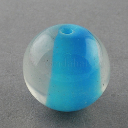 Harz perlen, mit Glitzer-Pulver in, Runde, Deep-Sky-blau, 20 mm, Bohrung: 3 mm