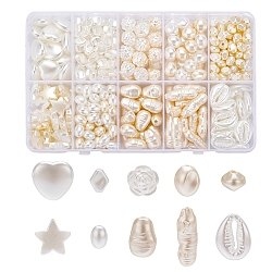 10 ensemble de perles acryliques imitation perle, mélange en forme, couleur mixte, 14g / style