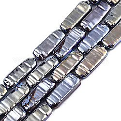 Brins de perles d'imitation en plastique ABS, de couleur plaquée ab , rectangle, noir, 22x8.5x4mm, Trou: 0.6mm, Environ 19 pcs/chapelet, 16.14 pouce ~ 16.34 pouces (41~14.5 cm)