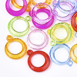 Transparenten Acryl-Anhänger, Ring, Mischfarbe, 30.5x25x6.5 mm, Bohrung: 2~3 mm, ca. 360 Stk. / 500 g