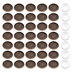 HOBBIESAY 50Pcs Round Bezel Pendant Trays 20x2mm Flat Round Cabochon Settings Trays Pendant Antique Bronze Brass Round Bezel Blanks for Jewelry Making Tool and DIY Craft, Tray: 18mm