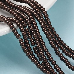 Abalorios de perla de vidrio, pearlized, redondo, saddle brown, 3~4mm, agujero: 1 mm, aproximamente 190~200200 pcs / cadena, 25.59 pulgada (65 cm)