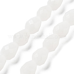 Fili di perline giada bianco naturale, sfaccettato a goccia, 10x7mm, Foro: 1.2 mm, circa 20pcs/filo, 7.87'' (20 cm)