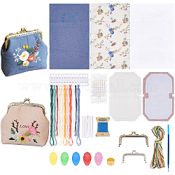 CHGCRAFT Embroidery Starter Kit Complete Kit DIY Purse Making Kits Bags Purse Wallet Crossbody Bags Canvas Bag Accessories with Bag Frame Bag Liner Finished Product 15x23cm