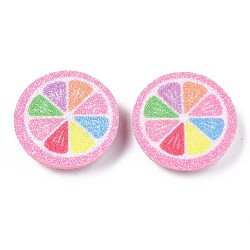 Glitter Non Woven Fabric Snap Button, with Iron Snap Caps, Garment Buttons, Flat Round, Pearl Pink, 33x8mm