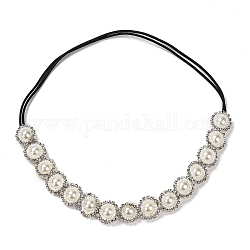 Bandeau de cheveux élastique rétro en strass et imitation de perles en plastique pour femmes et filles, blanc, 20mm, diamètre intérieur: 180 mm