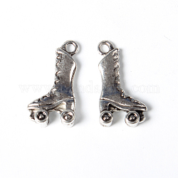 Tibetan Style Pendants, Lead Free and Cadmium Free, Antique Silver Color, Roller Skates, 20mm long, 12mm wide, 4mm thick, hole: 1.5mm