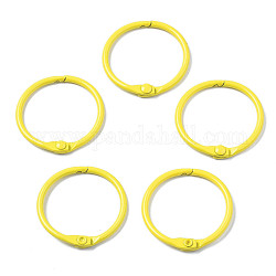 Porte-clés fendus en fer peint à la bombe, anneau, jaune, 30x4mm