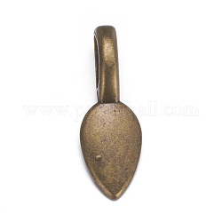 Tibetischen Stil Legierung Kleber-auf Flachkissen Bügel, Blatt, Cadmiumfrei und Nickel frei und Bleifrei, Antik Bronze, 21x8x6 mm, Bohrung: 4 mm
