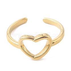 304 anello per polsini aperti a cuore cavo in acciaio inossidabile per San Valentino, vero placcato oro 14k, misura degli stati uniti 8 1/2 (18.5mm)