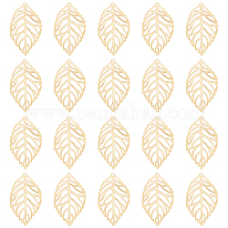 Unicraftale 20 шт. золотые подвески в виде листьев 304 полые подвески из нержавеющей стали 1 мм металлические подвески с отверстиями для изготовления ювелирных изделий 