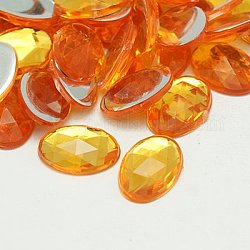 Imitation Taiwan Acrylic Rhinestone Cabochons, Faceted, Flat Back Oval, Gold, 30x20x5mm, about 100pcs/bag