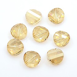 Austrian Crystal Beads, Twist, Golden Shadow, about 14mm in diameter, 6mm thick, hole:1.2mm