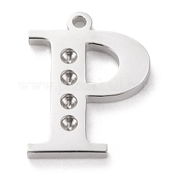 304 Stainless Steel Letter Pendant Rhinestone Settings, Stainless Steel Color, Letter.P, P: 15x12x1.5mm, Hole: 1.2mm, Fit for 1.6mm rhinestone