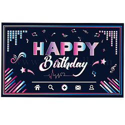 Enseigne de bannière suspendue en polyester, fournitures de décoration de fête toile de fond de célébration, Bon anniversaire, violet foncé, 180x110 cm