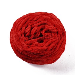 柔らかいかぎ針編みの糸  スカーフ用の太い編み糸  バッグ  クッション作り  レッド  7~8mm  65.62ヤード（60m）/ロール