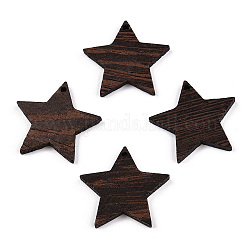 Colgantes de madera de wengué natural, sin teñir, charms estrella, coco marrón, 26x28.5x3.5mm, agujero: 1.6 mm