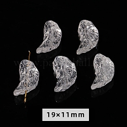 Cuentas talladas de cristal de cuarzo natural, cuentas de cristal de roca, accesorios de joyería de diy, ala, 19x11mm