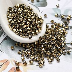 Perles plaquées électrolytique complète en verre, toupie avec facettes, verge d'or noir, 2x2mm, Trou: 0.7mm, environ 720 pcs / sachet 