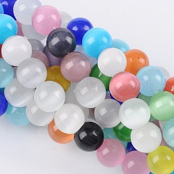 Cat Eye Beads, Round, Mixed Color, 8mm, Hole: 1mm, about 15.5 inch/strand, about 49pcs/strand