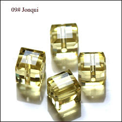 Imitation Austrian Crystal Beads, Grade AAA, Faceted, Cube, Light Khaki, 5~5.5x5~5.5x5~5.5mm(size within the error range of 0.5~1mm), Hole: 0.7~0.9mm