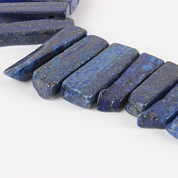 Dyed Natural Lapis Lazuli Rough Nugget Bead Strands, 17~53x6~18x4~10mm, Hole: 2mm, about 35~41pcs/strand, 15.75 inch