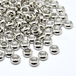 Laiton rondes plat séparateurs perles, platine, 7x3mm, Trou: 3.5mm