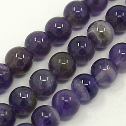 Naturstein Perlen Stränge, Amethyst, ab Klasse, Runde, lila, 4 mm, Bohrung: 1 mm, ca. 93 Stk. / Strang, 15 Zoll