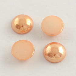 Cabujones de cristal opaco plisado perlado, medio redondo / cúpula, peachpuff, 3x1mm
