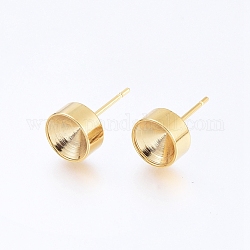 Accessoires des clous d'oreilles en 304 acier inoxydable, pour strass pointu, or, convient pour strass de 7 mm, 15x8mm, pin: 0.8 mm