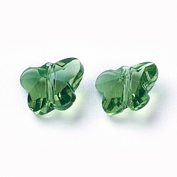Perles en verre transparentes, facette, papillon, vert jaune, 8x10x5.5mm, Trou: 1mm
