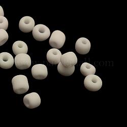 Perles rocailles en verre opaque mat, ronde, blanc, 4~5x2.5~5mm, Trou: 1mm, environ 4500 pcs / sachet , 440~450 g / sac