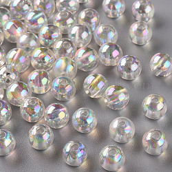 Perline acrilico trasparente, ab colore placcato, tondo, chiaro, 8x7mm, Foro: 2 mm, circa 1745pcs/500g